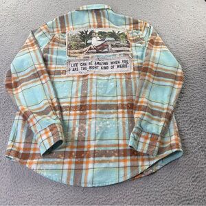 Angry Minnow Flannel Shirt Womens M Gator Girl Florida Distressed Lake Tahoe